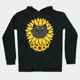 Black Cat In Sunflower Hoodie